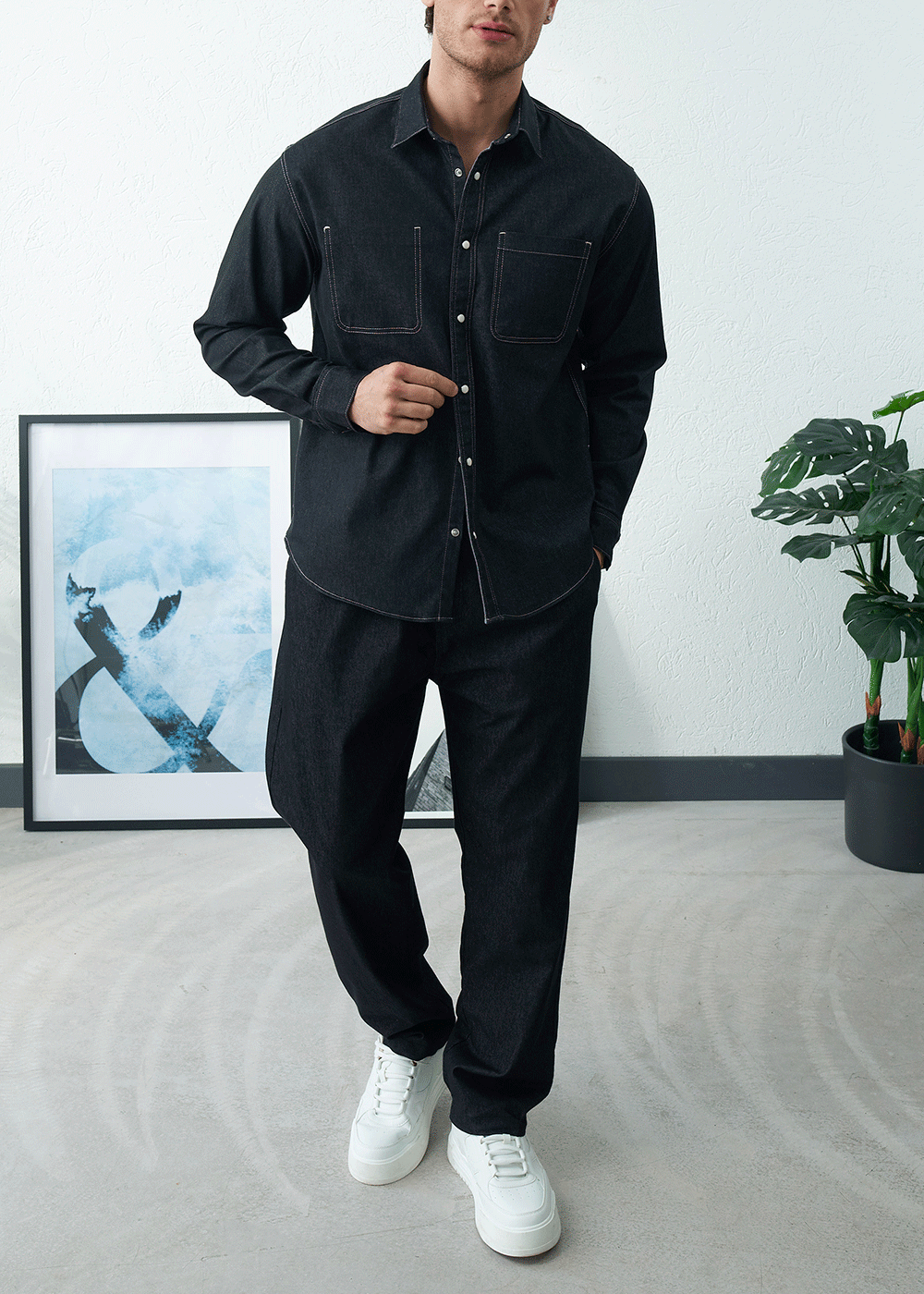 Πουκάμισο Heavy Cotton Studio Shirt   – Μαύρο – 3