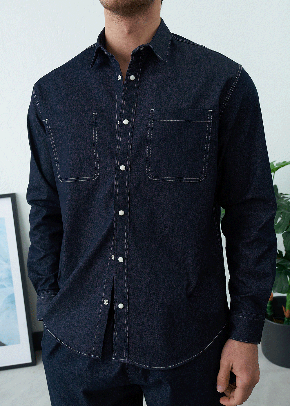 Πουκάμισο Heavy Cotton Studio Shirt   – Σκούρο Μπλε – 5