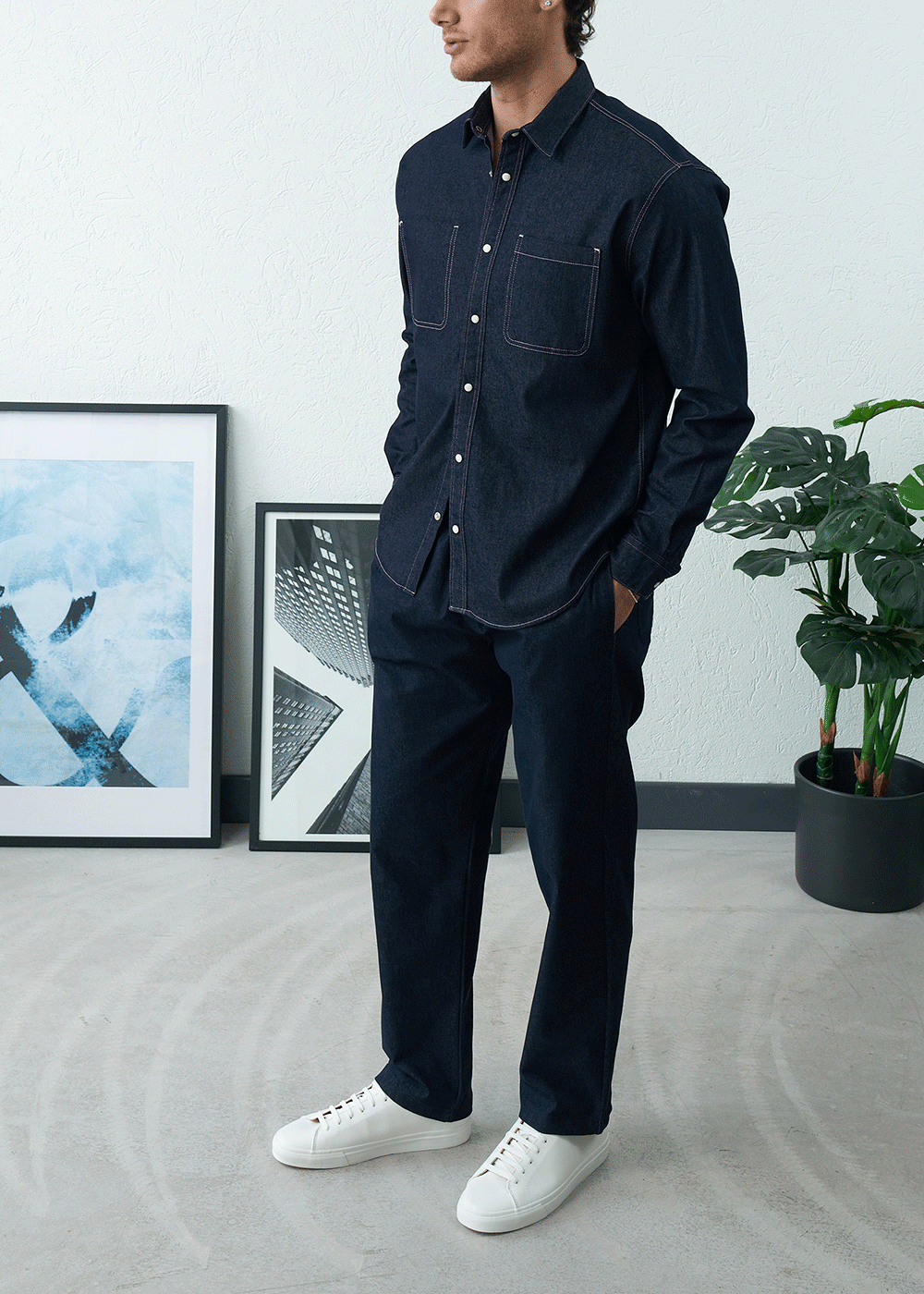Πουκάμισο Heavy Cotton Studio Shirt   – Σκούρο Μπλε – 4