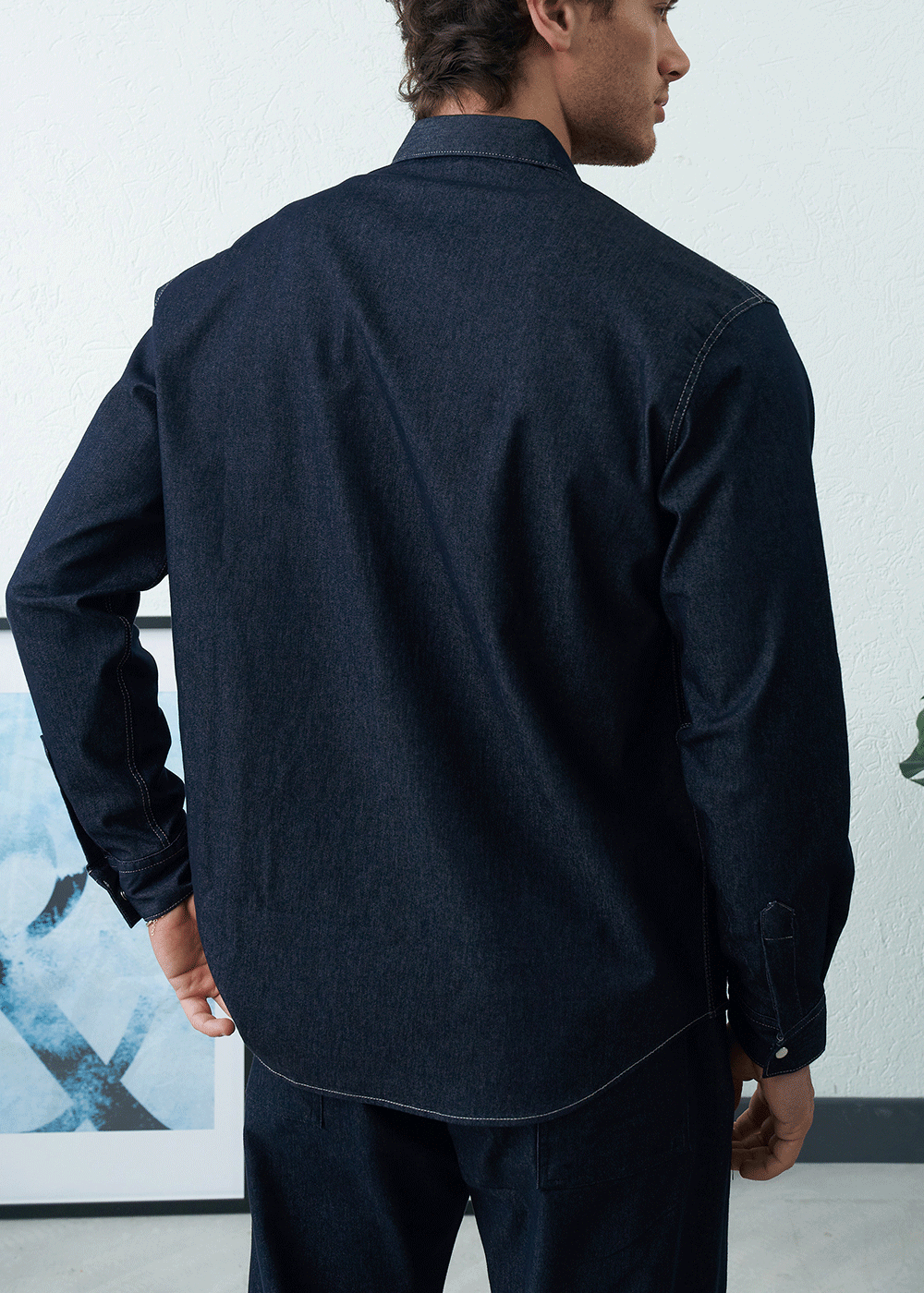 Πουκάμισο Heavy Cotton Studio Shirt   – Σκούρο Μπλε – 3