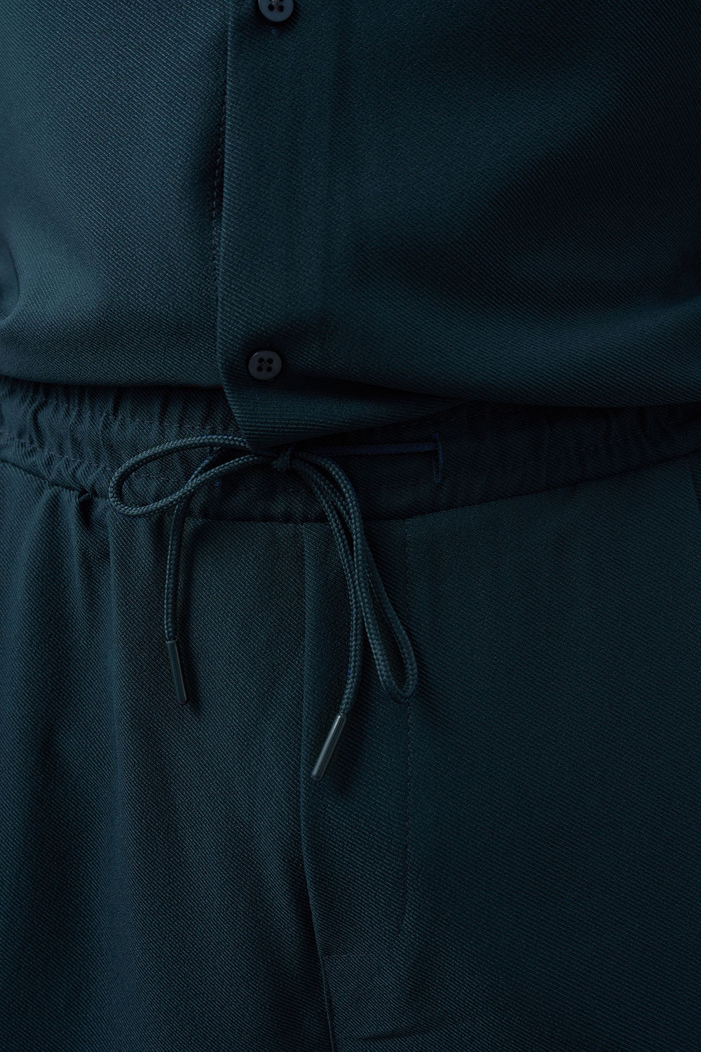 Παντελόνι Relaxed Pleated Drawstring – Πετρόλ