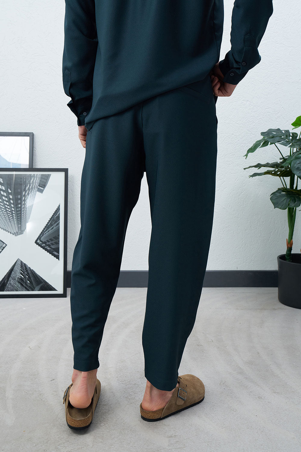 Παντελόνι Relaxed Pleated Drawstring – Πετρόλ