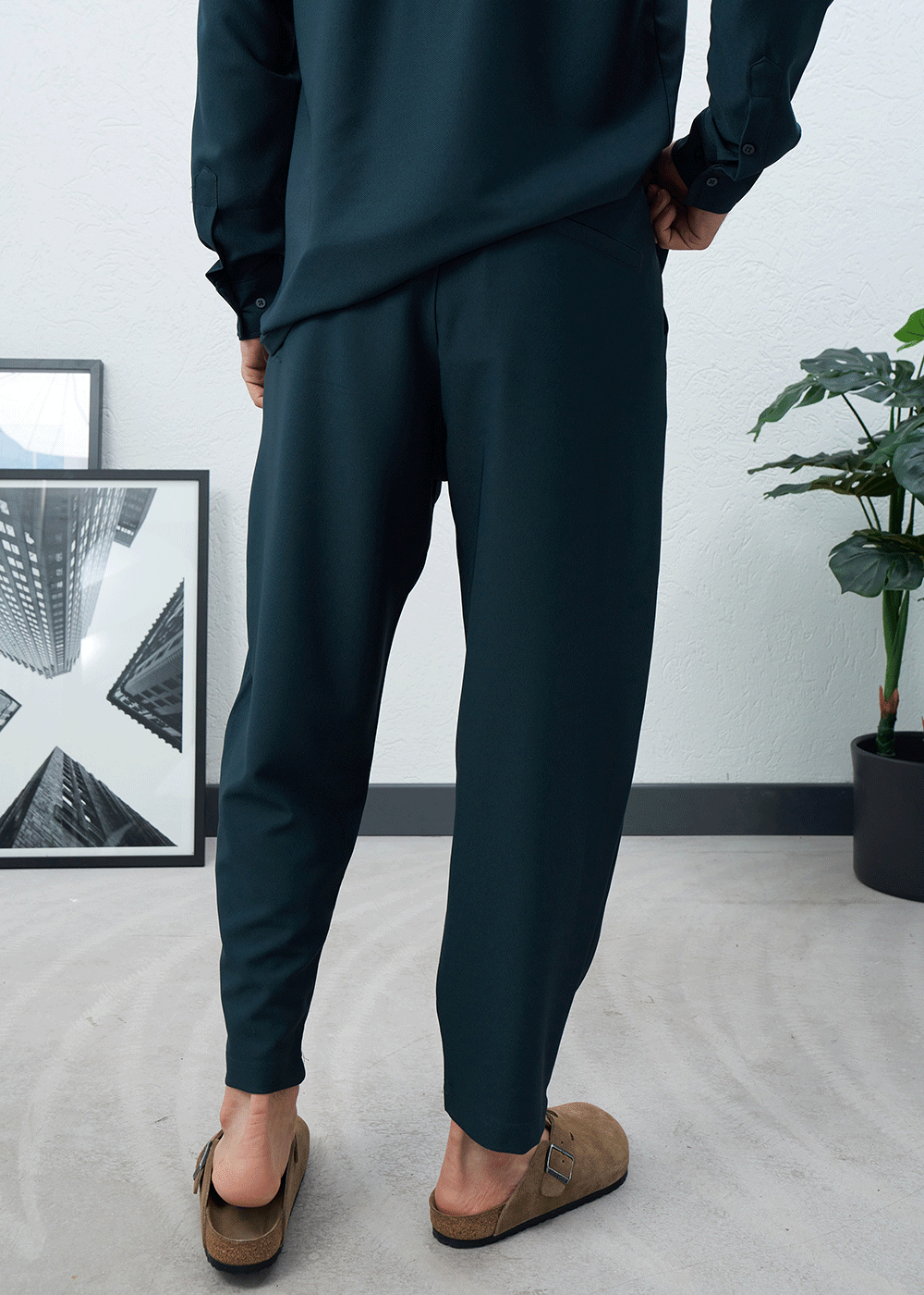 Παντελόνι Relaxed Pleated Drawstring – Σκούρο Πετρόλ – 3