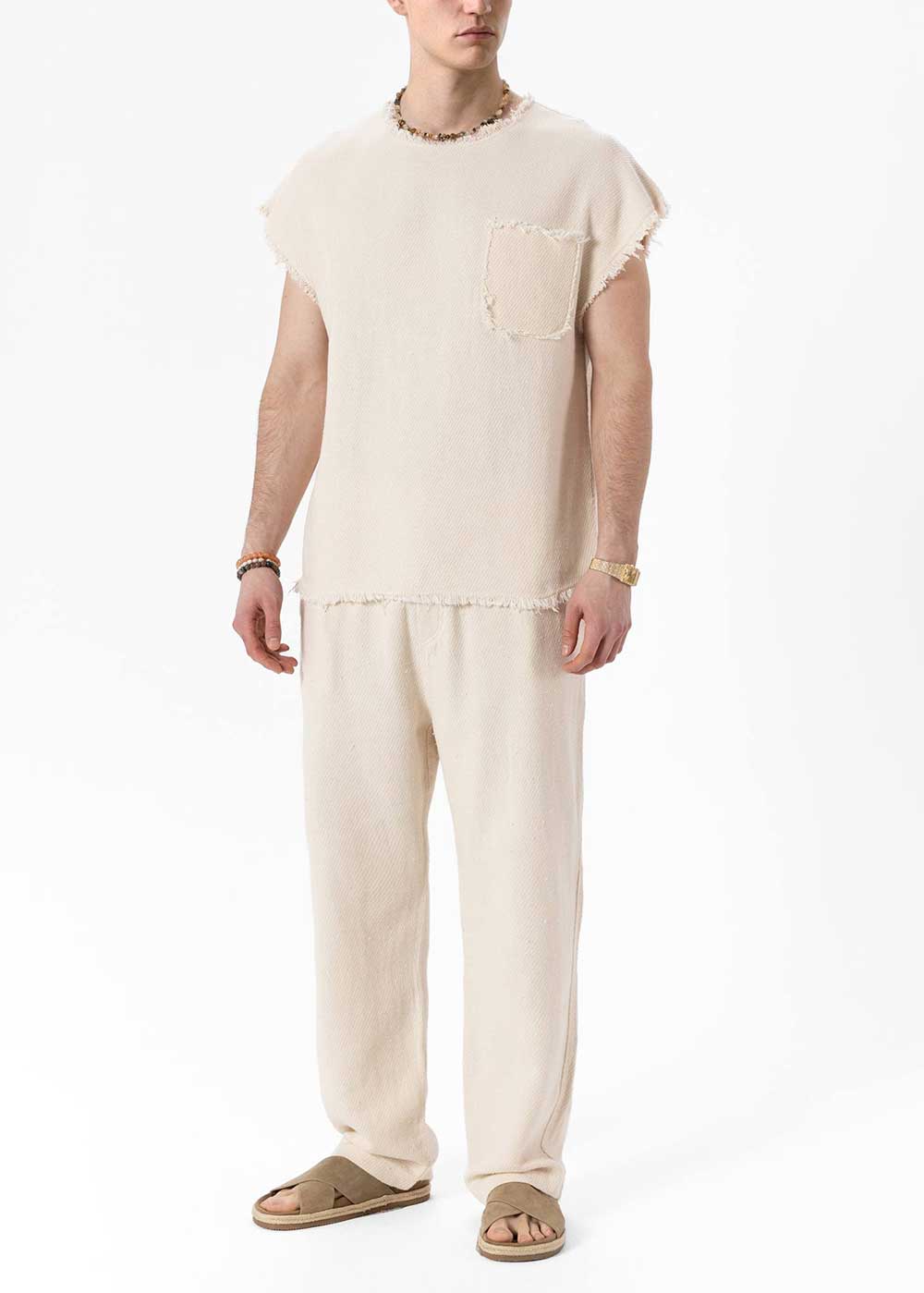 Σετ Co-ord Raw-Edge Waffle Studio – Ανοιχτό Μπεζ – 2