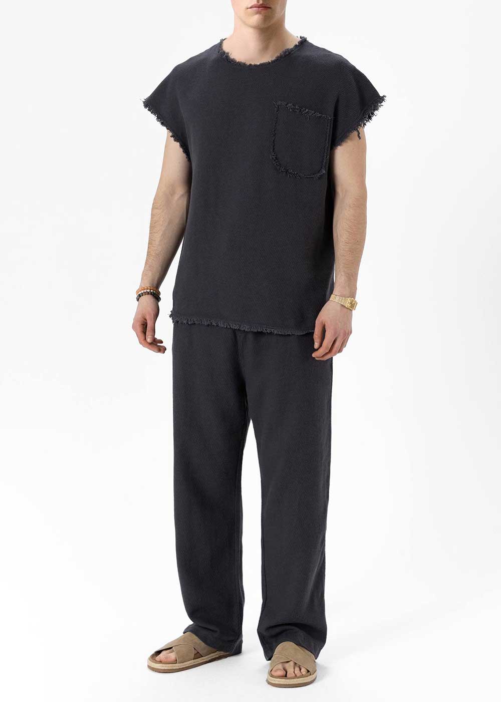 Σετ Co-ord Raw-Edge Waffle Studio – Ανθρακί – 2