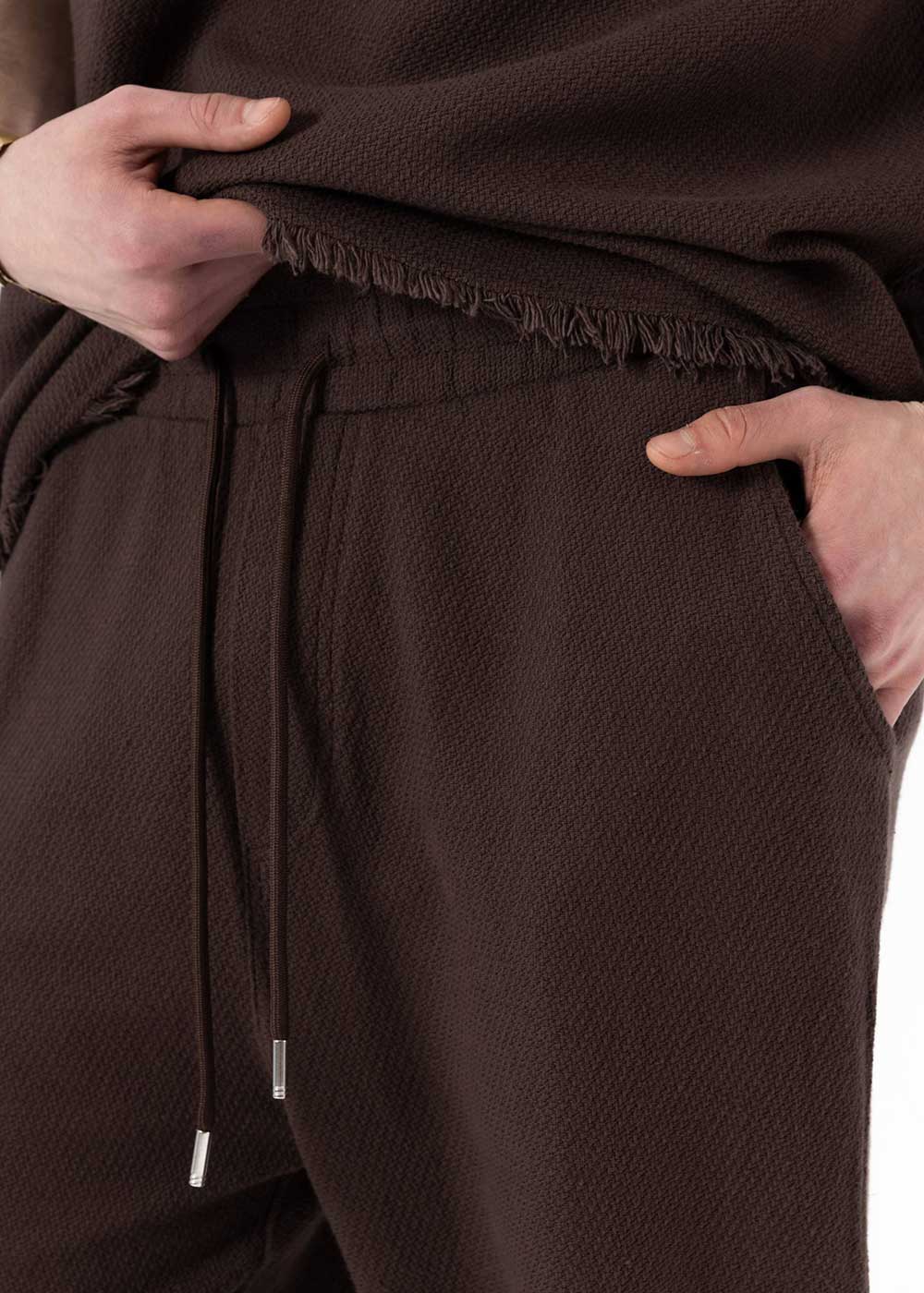 Σετ Co-ord Raw-Edge Waffle Studio – Καφέ – 3