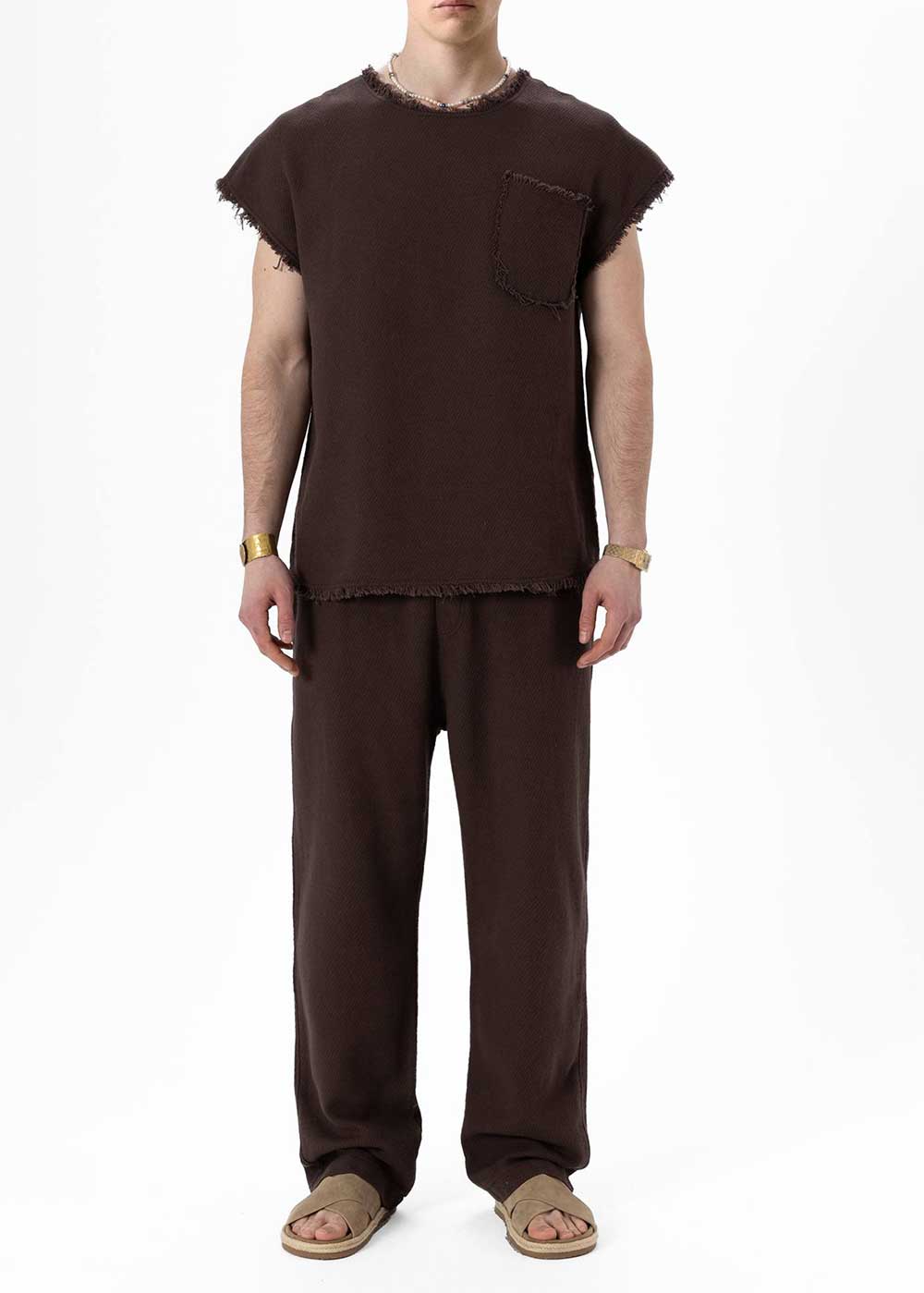 Σετ Co-ord Raw-Edge Waffle Studio – Καφέ – 4