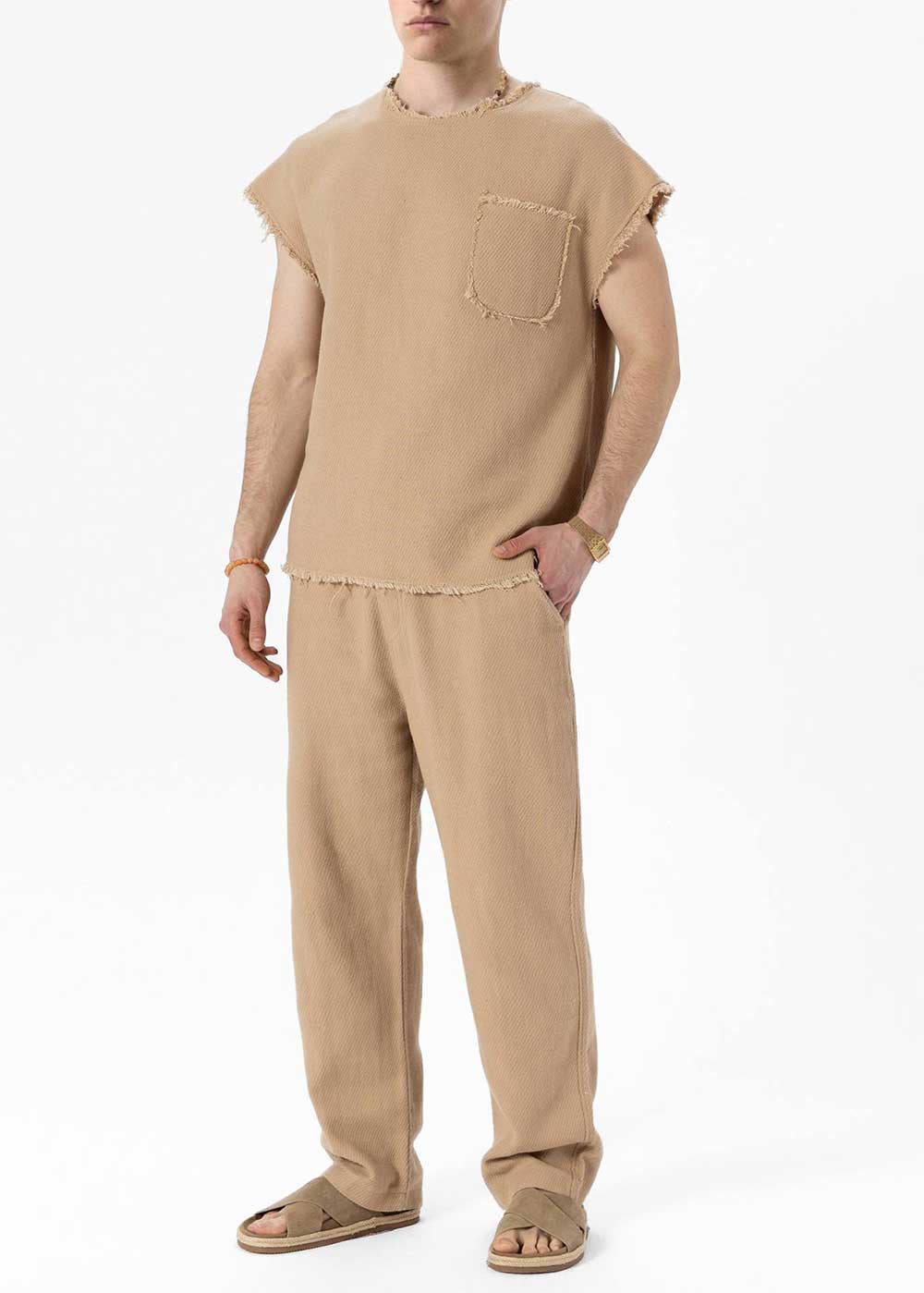 Σετ Co-ord Raw-Edge Waffle Studio – Σκούρο Μπεζ – 2