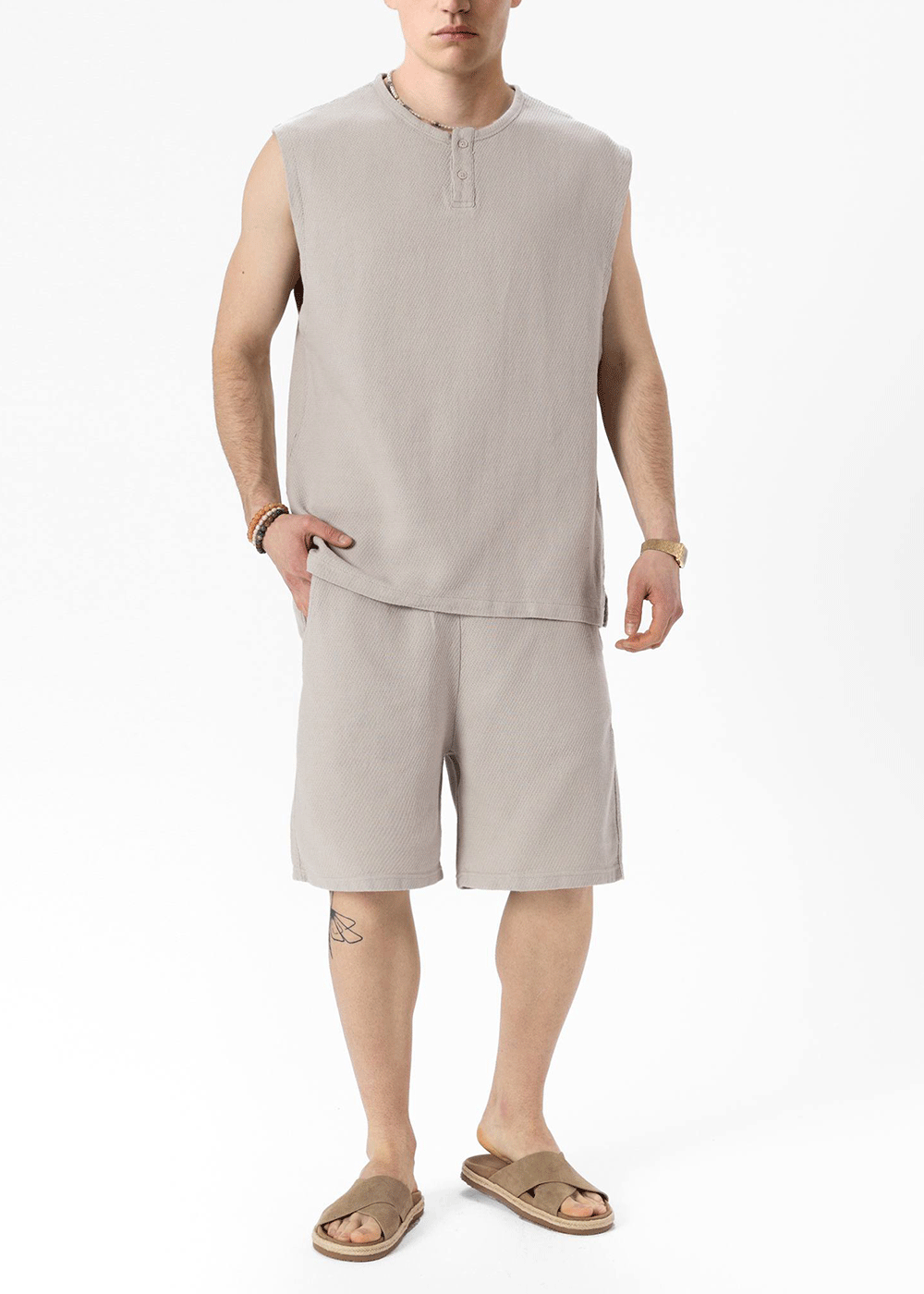 Σετ Co-ord Canvas Sleeveless Studio – Γκρι Του Πάγου – 2