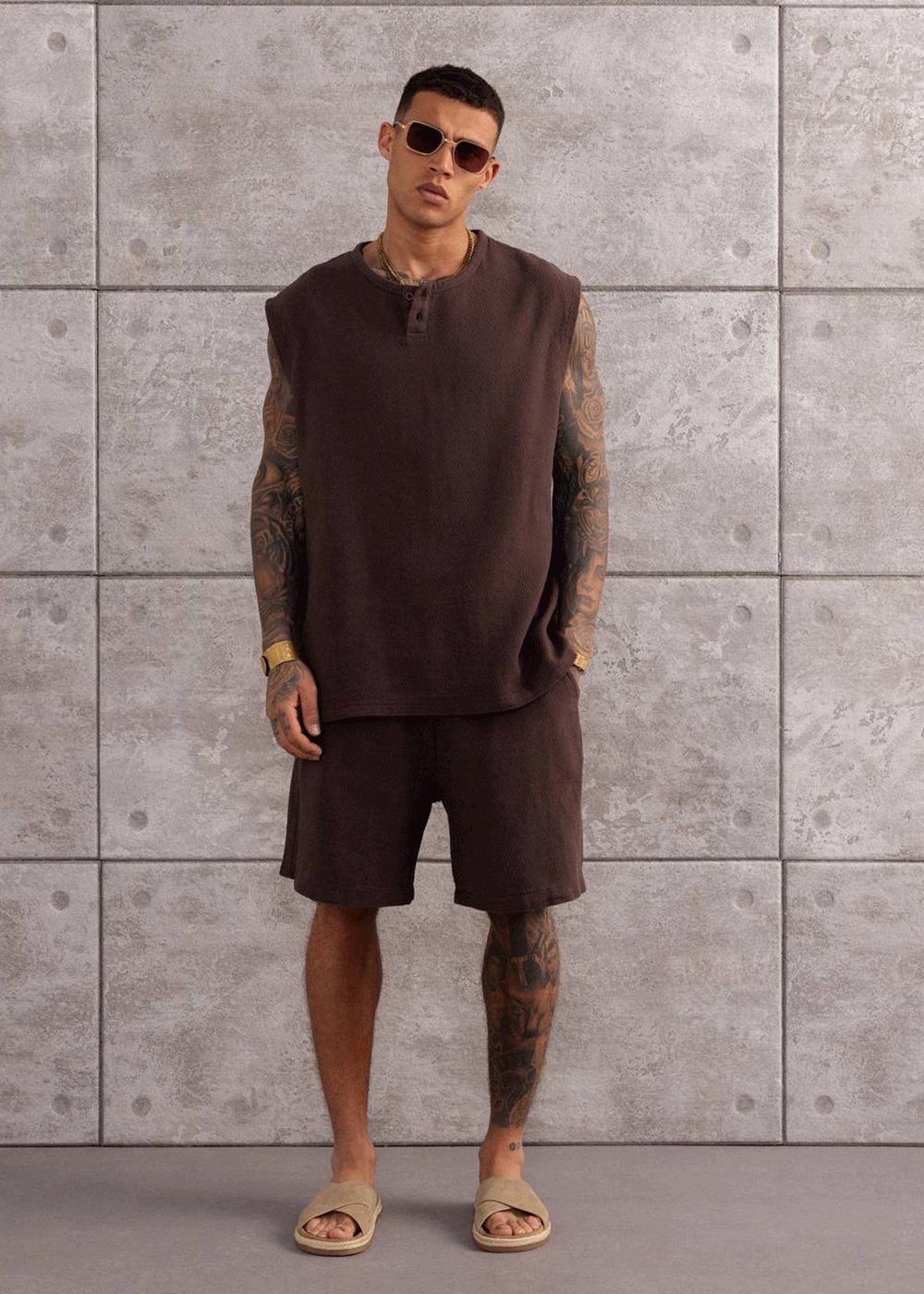 Σετ Co-ord Canvas Sleeveless Studio – Καφέ