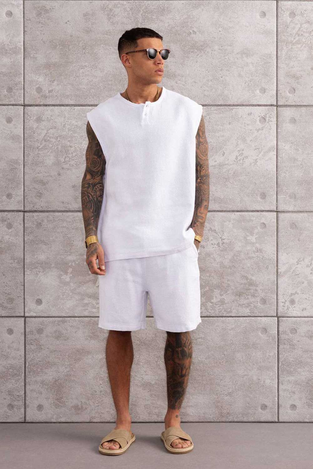 Σετ Co-ord Canvas Sleeveless Studio – Λευκό
