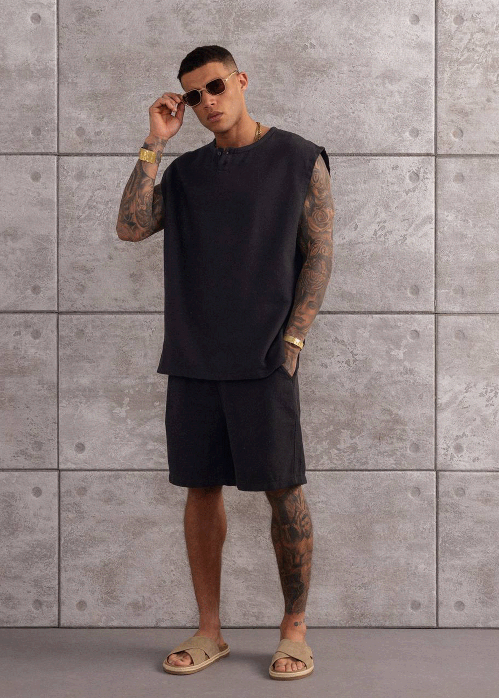 Σετ Co-ord Canvas Sleeveless Studio – Ανθρακί