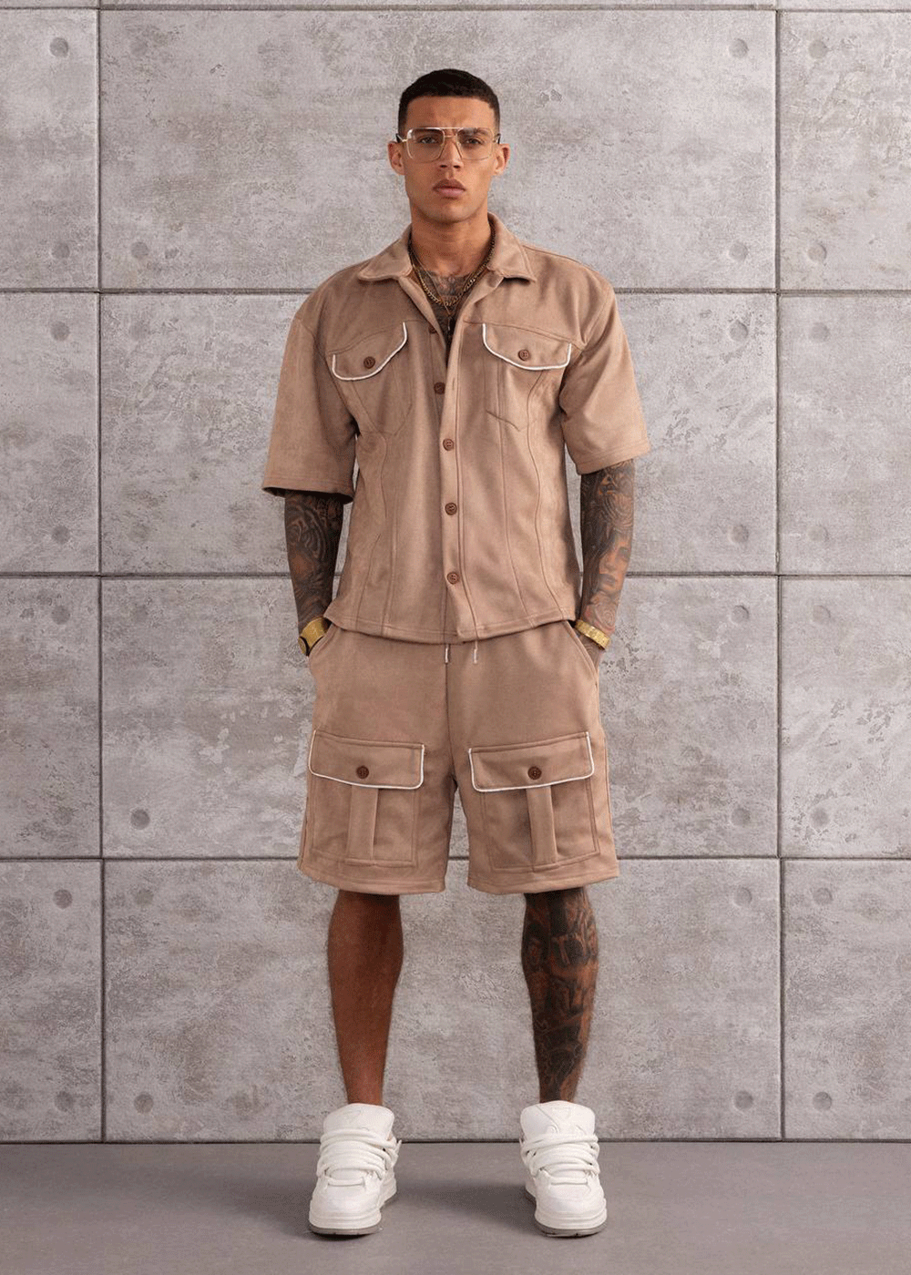 Σουέντ Σετ Co-ord Πουκάμισο & Βερμούδα Utility Studio – Ταμπά