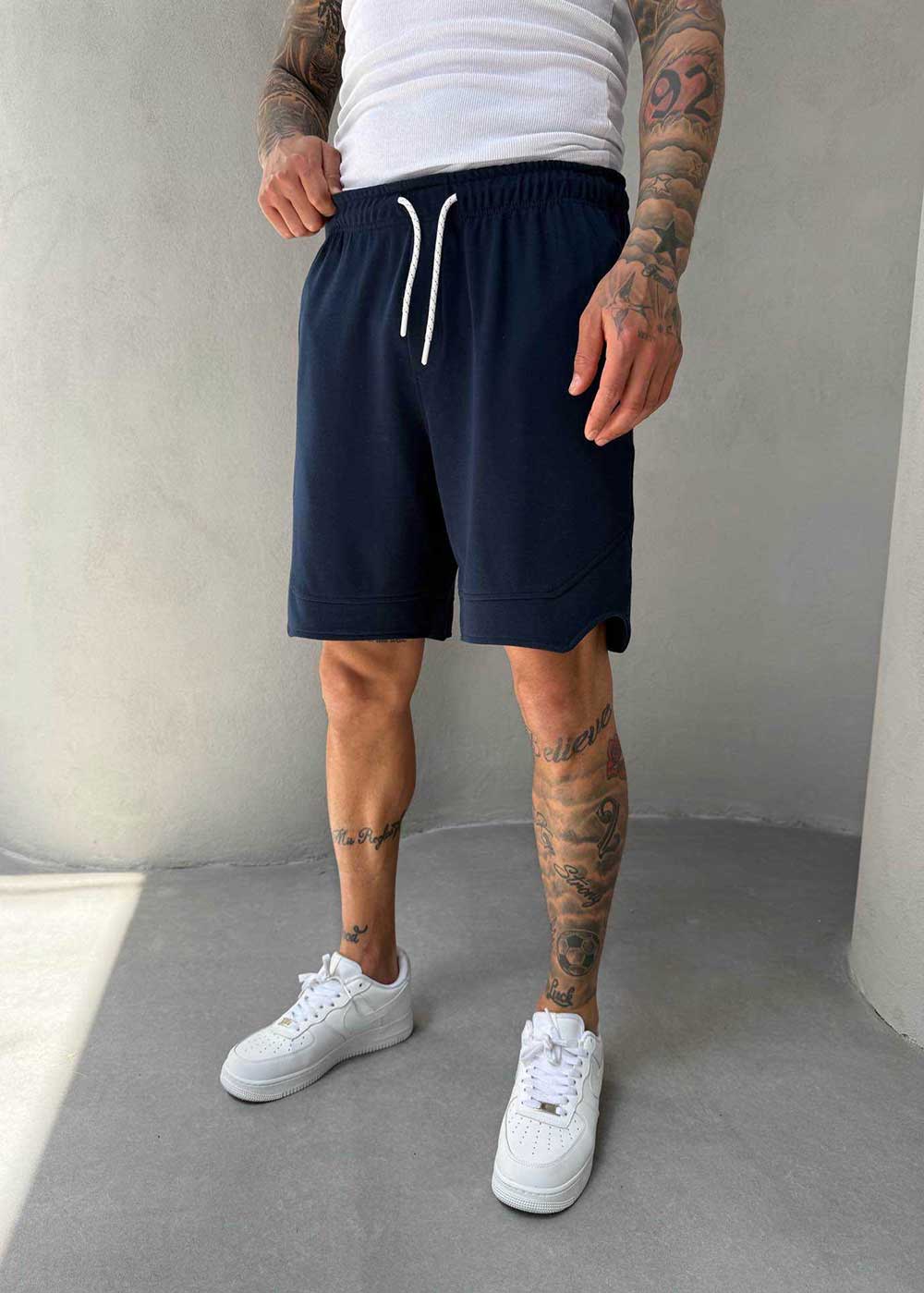 Minimal Σορτς Streetwear με Λάστιχο και Ραφές- Σκούρο Μπλε – 4