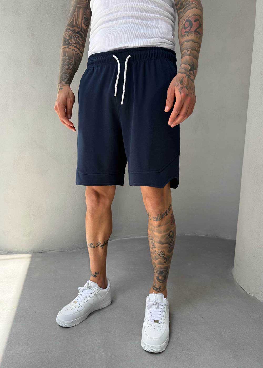 Minimal Σορτς Streetwear με Λάστιχο και Ραφές- Σκούρο Μπλε – 3