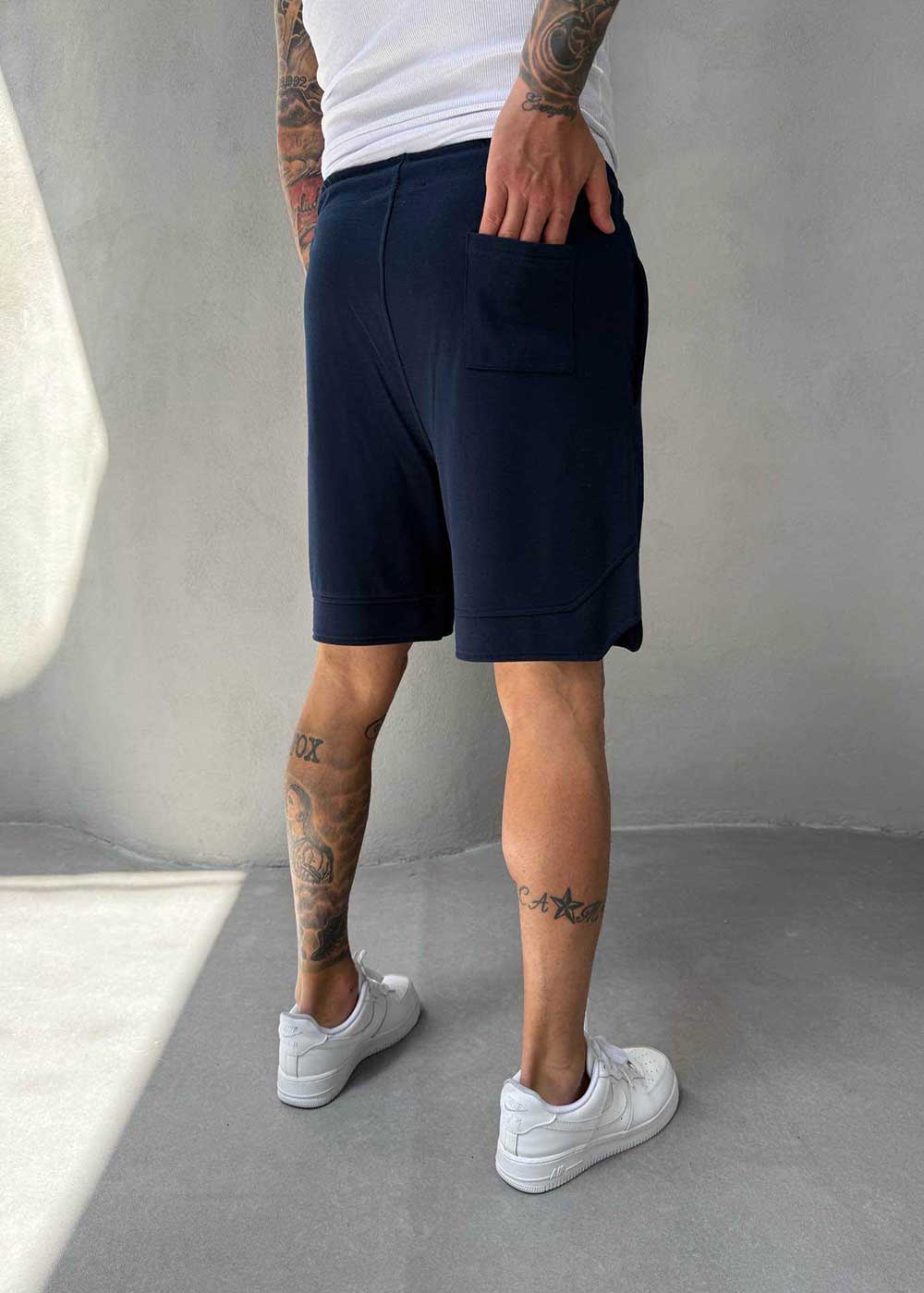 Minimal Σορτς Streetwear με Λάστιχο και Ραφές- Σκούρο Μπλε – 2