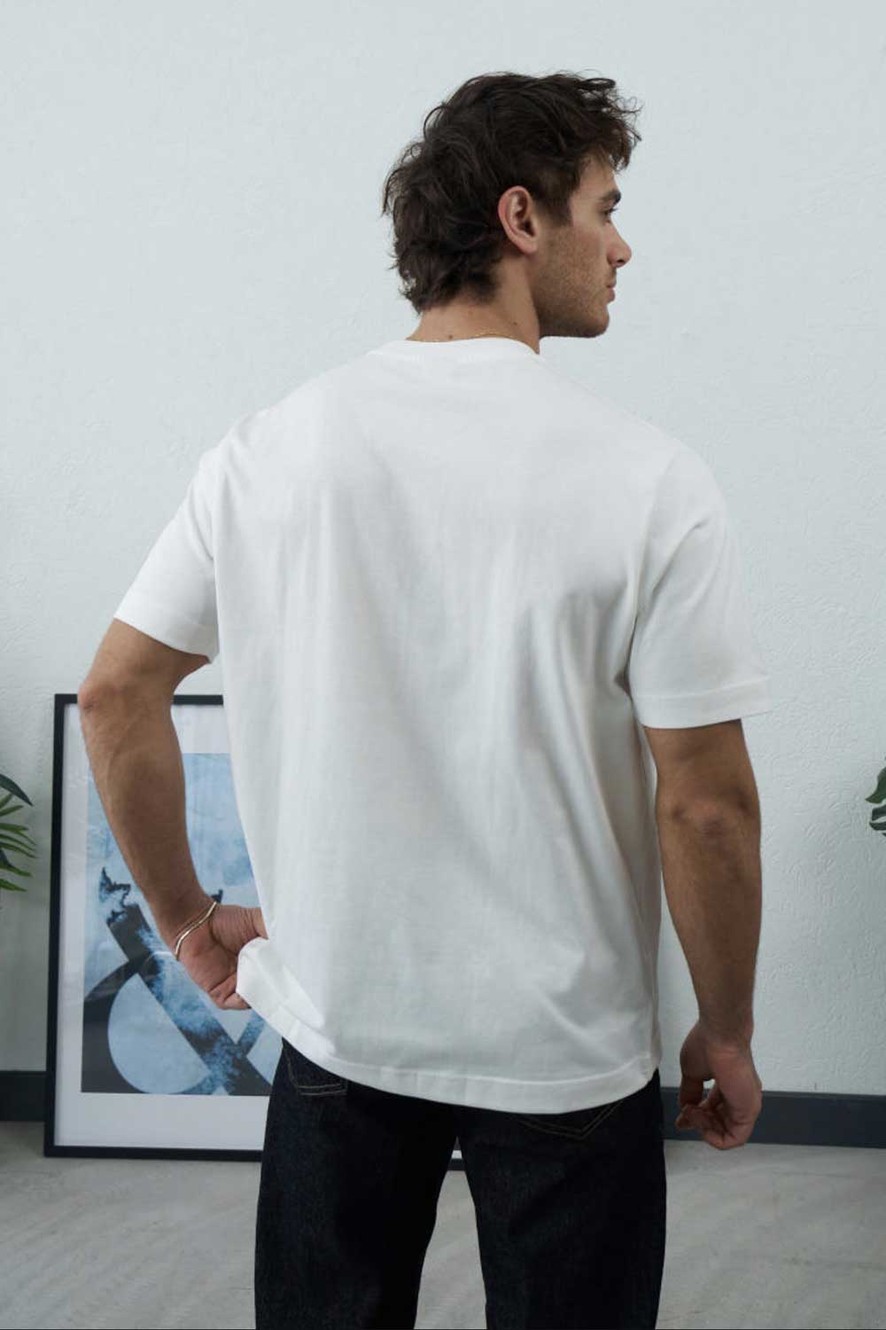 Βαμβακερό Μπλουζάκι T-Shirt με Κεντητό Λογότυπο – Λευκό
