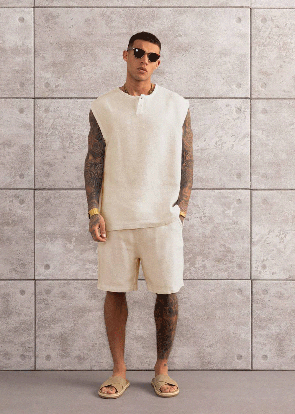 Σετ Co-ord Canvas Sleeveless Studio – Μπεζ