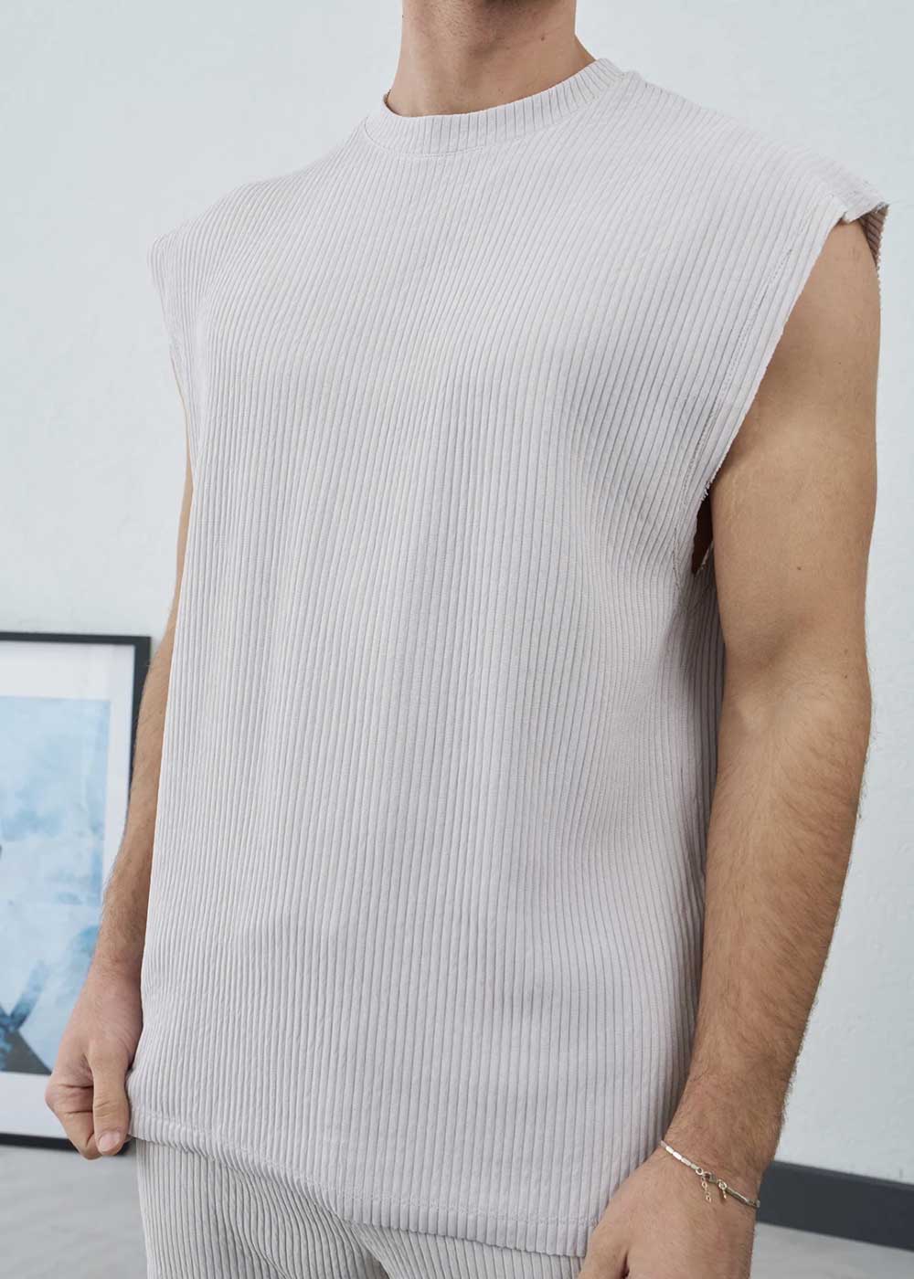 Relax Αμάνικο T-Shirt Ριπ - Γκρι – 4