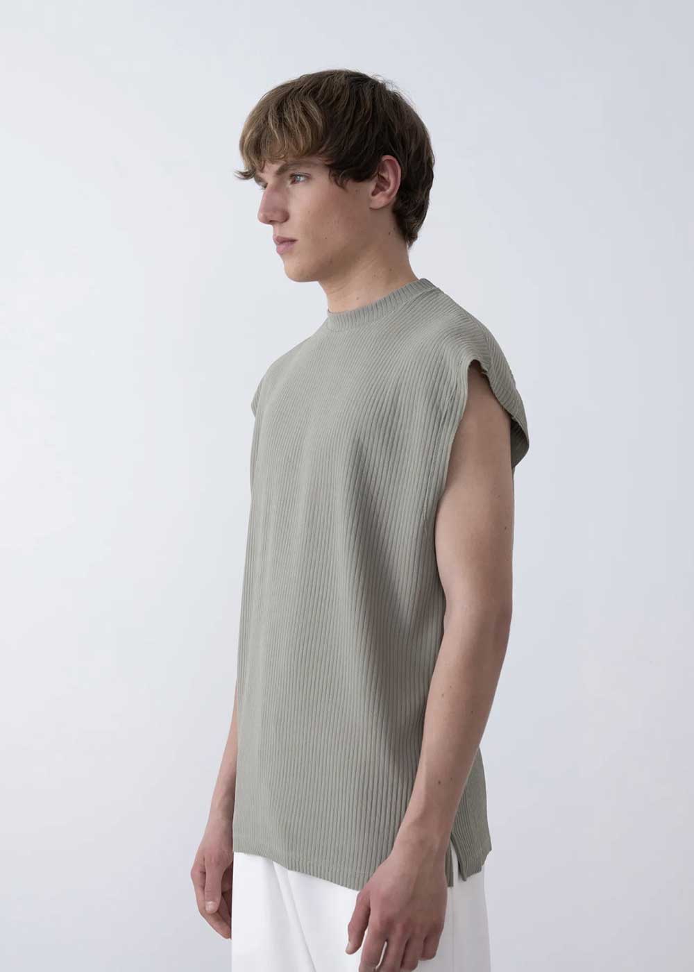 Relax Αμάνικο T-Shirt Ριπ - Χακί – 3