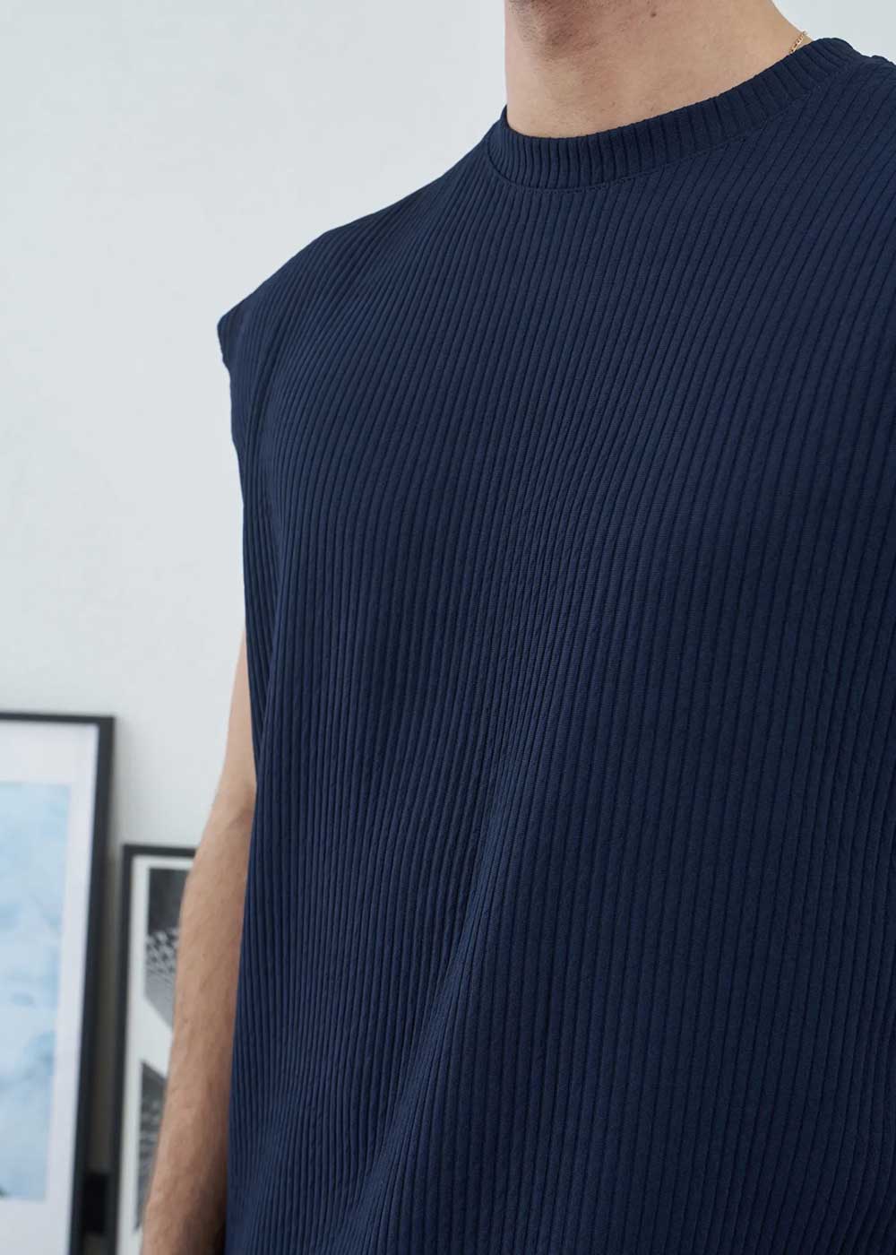 Relax Αμάνικο T-Shirt Ριπ - Σκούρο Μπλε – 3