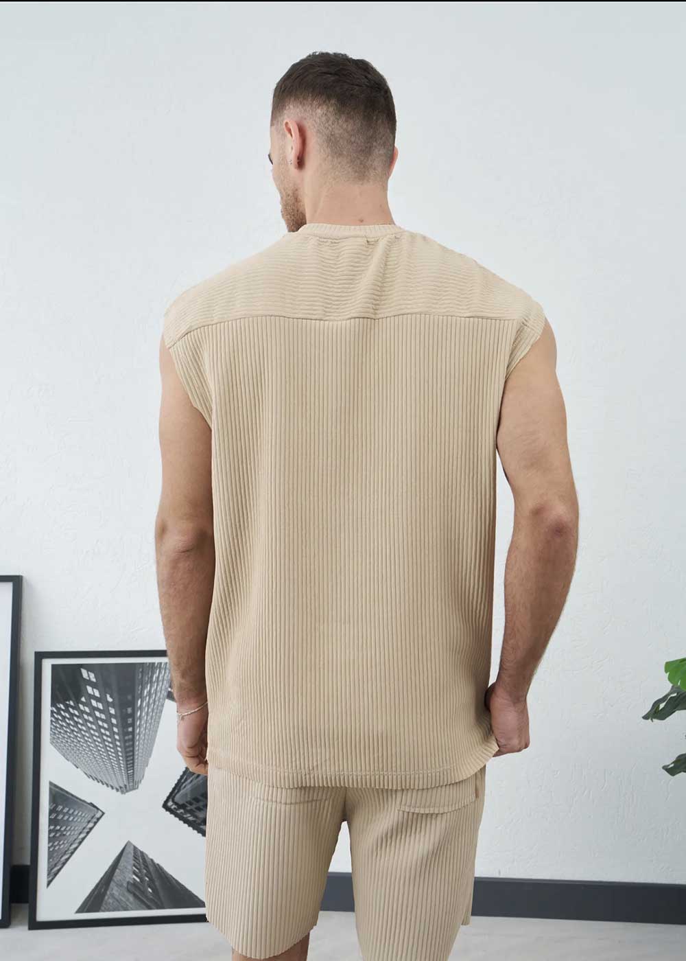 Relax Αμάνικο T-Shirt Ριπ - Μπεζ – 2