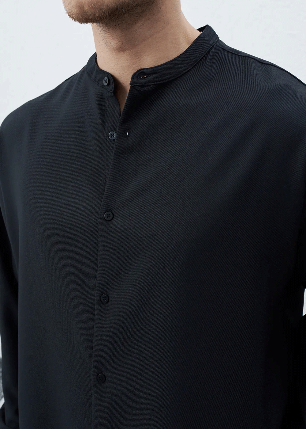 Πουκάμισο Mandarin Silk-Touch Relaxed – Μαύρο – 2