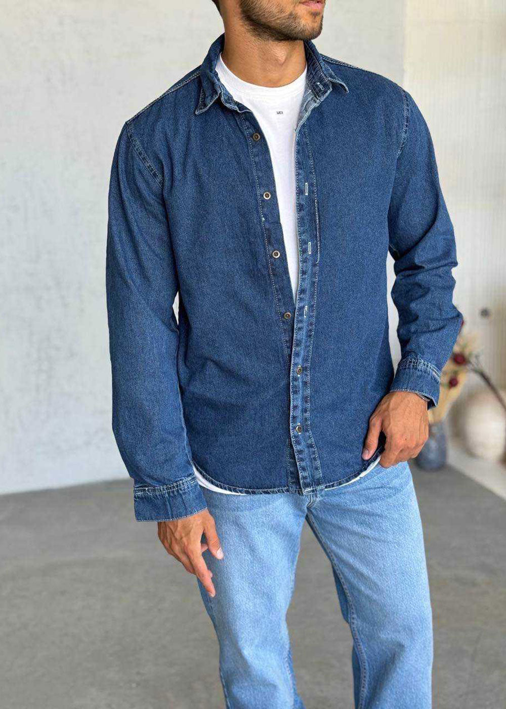 Πουκάμισο Denim Regular Studio-Μπλε – 3