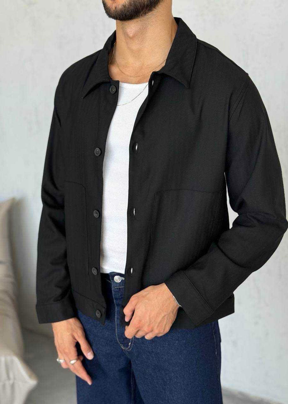 Πουκάμισο Overshirt Utility Minimal Studio – Μαύρο – 3