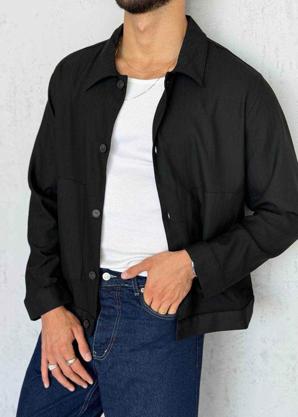 Πουκάμισο Overshirt Utility Minimal Studio – Μαύρο – 2