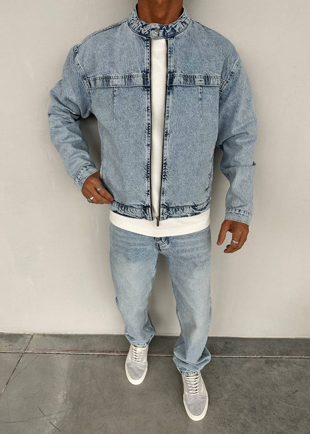Denim Jacket Acid-Wash Racer – Μπλε – 3