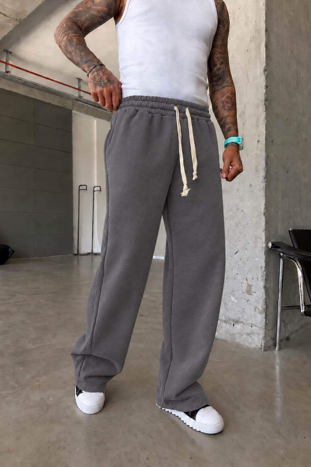 Φόρμα Regular Baggy Fit Clean Wash Με Εξωτερική Επένδυση - Ανθρακί