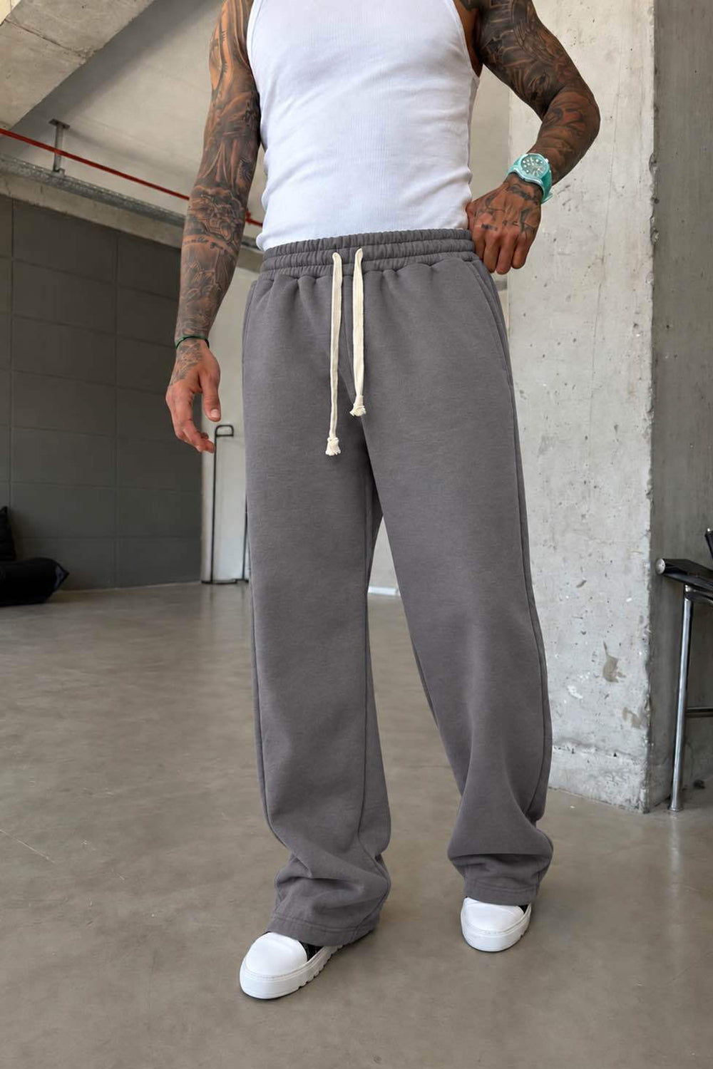 Φόρμα Regular Baggy Fit Clean Wash Με Εξωτερική Επένδυση - Ανθρακί
