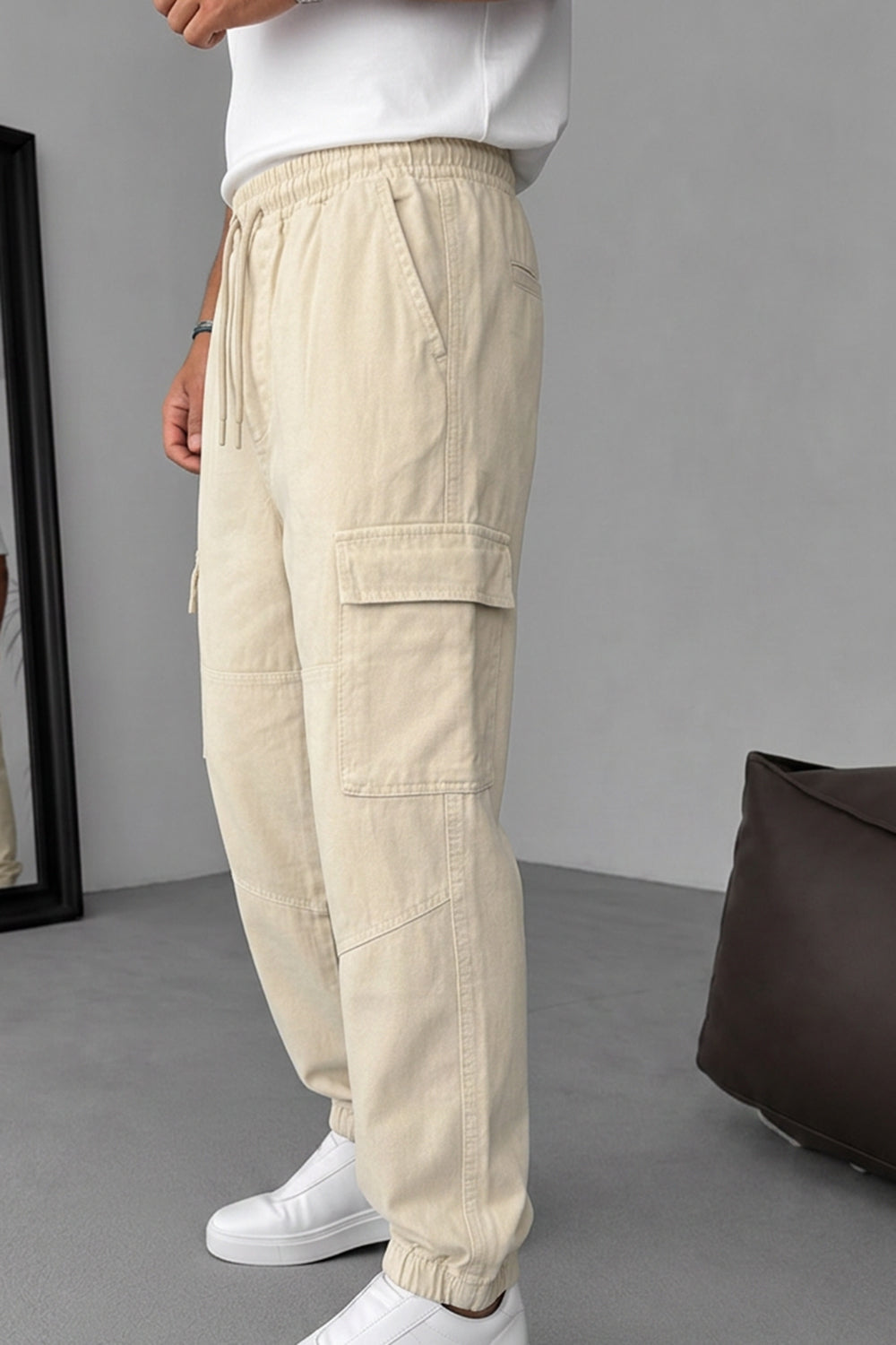 Cargo Denim Jogger – Μπεζ-Εκρου