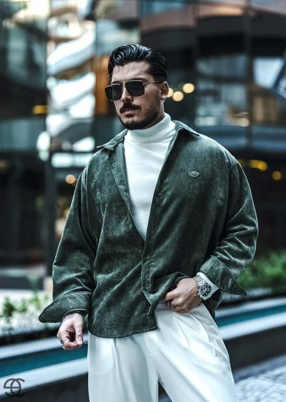 Urban Cool Κοτλέ Πουκάμισο Σε Oversized Γραμμή - Χακί – 5