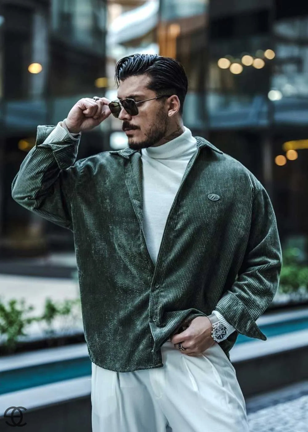 Urban Cool Κοτλέ Πουκάμισο Σε Oversized Γραμμή - Χακί – 4