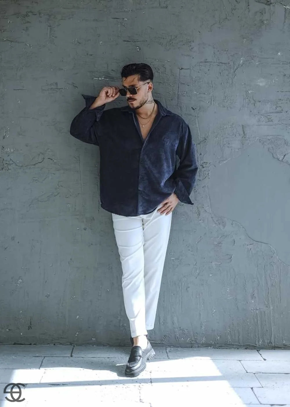Urban Cool Κοτλέ Πουκάμισο Σε Oversized Γραμμή - Μπλε – 6