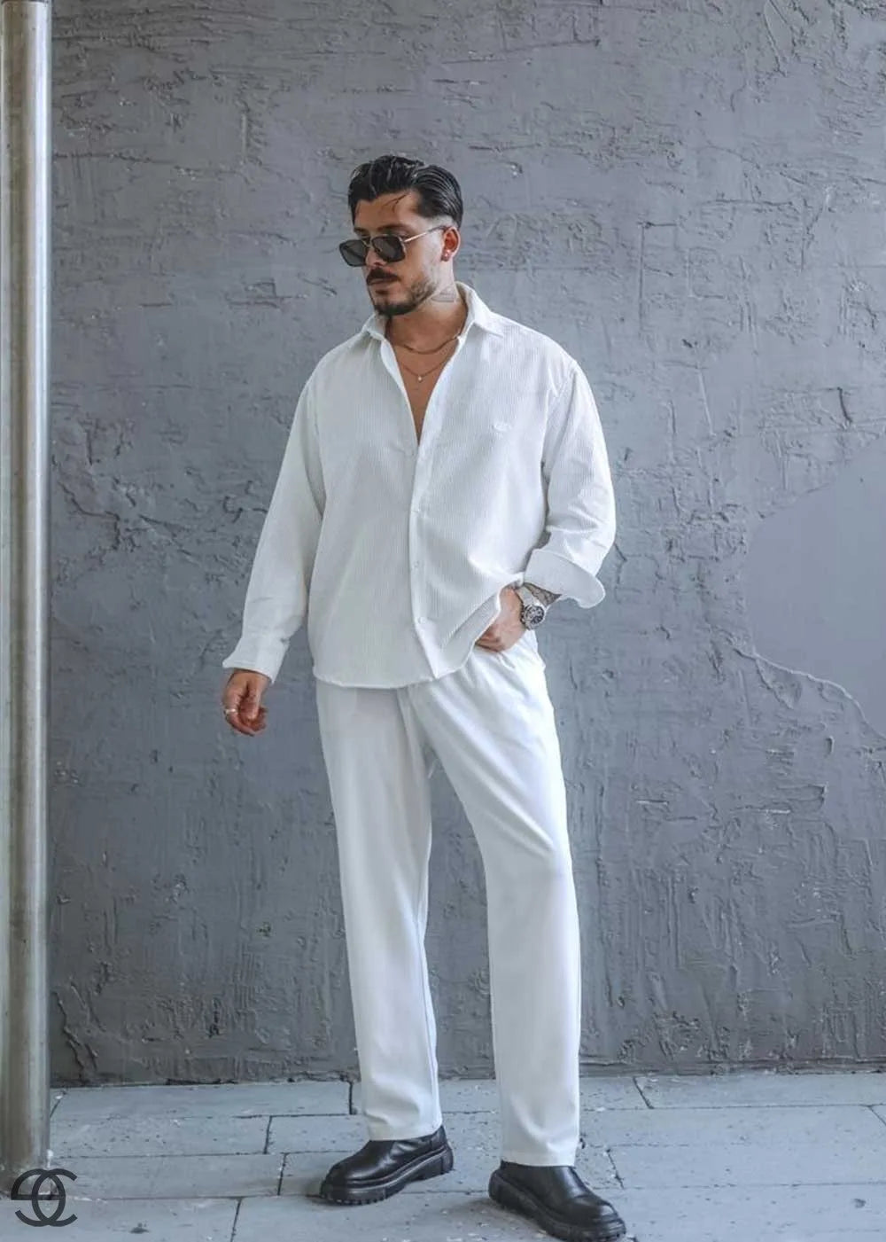 Urban Cool Κοτλέ Πουκάμισο Σε Oversized Γραμμή - Λευκό – 6