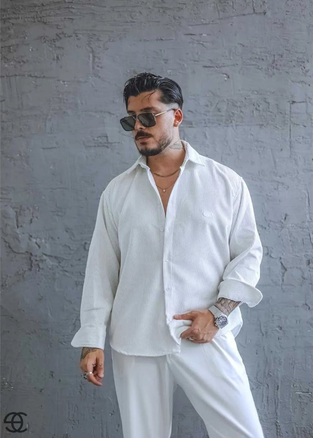 Urban Cool Κοτλέ Πουκάμισο Σε Oversized Γραμμή - Λευκό – 5