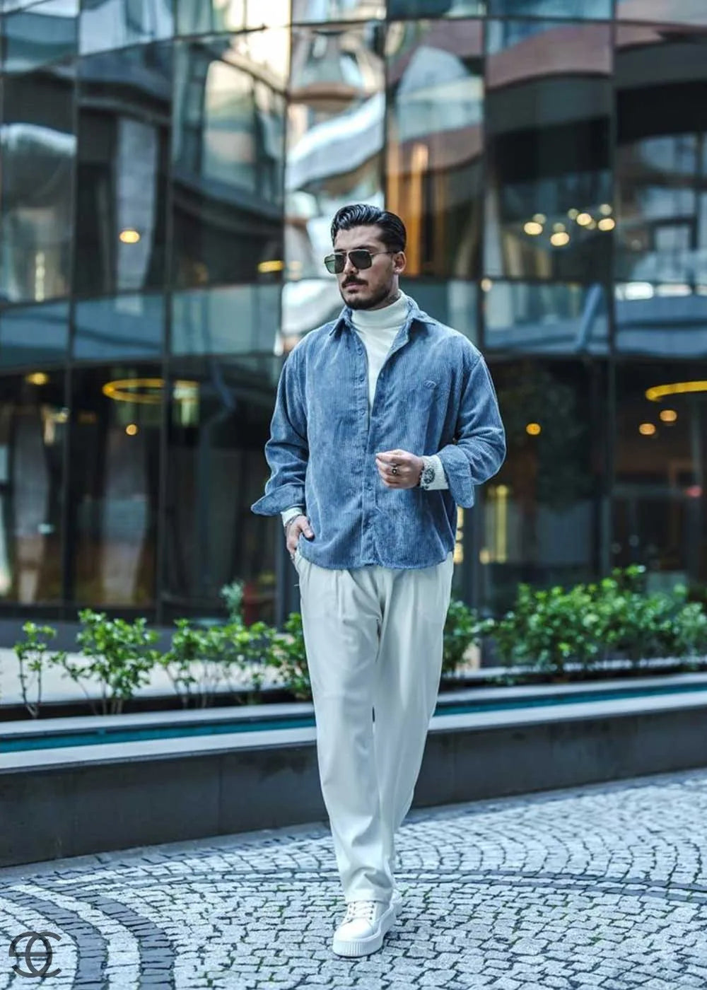Urban Cool Κοτλέ Πουκάμισο Σε Oversized Γραμμή - Απαλό Μπλε – 6