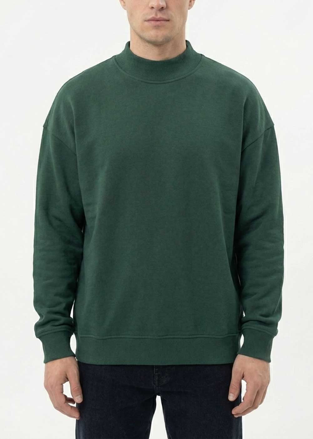 Φούτερ Mock Neck σε Oversized Fit - Πράσινο
