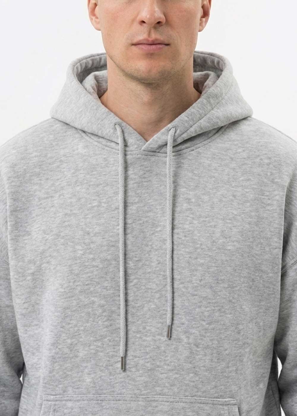 Φούτερ Hoodie Oversized Fit με Κουκούλα - Γκρι Melange