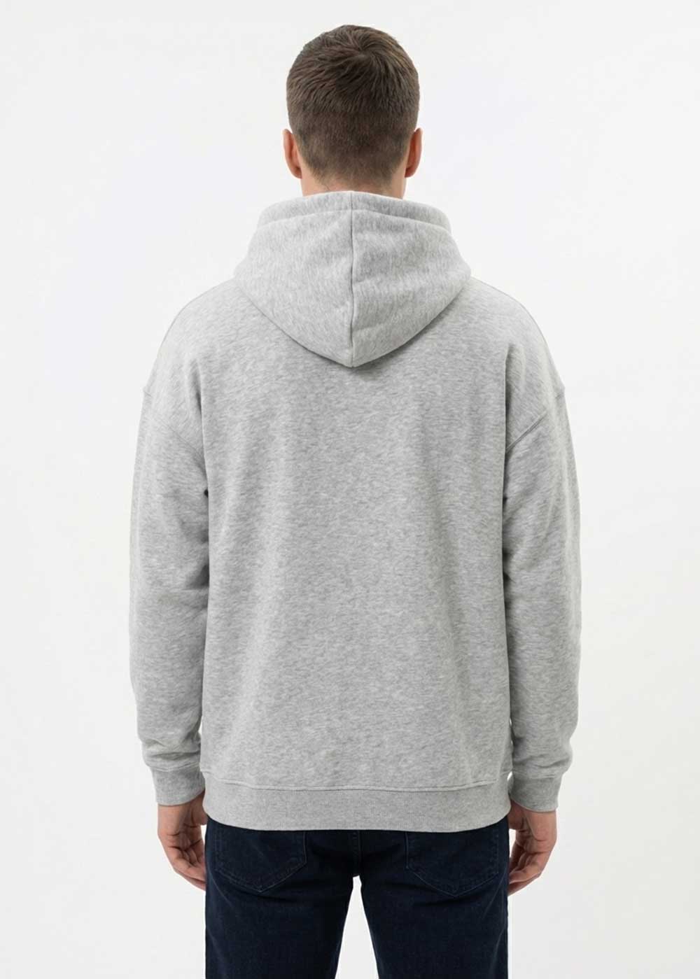 Φούτερ Hoodie Oversized Fit με Κουκούλα - Γκρι Melange