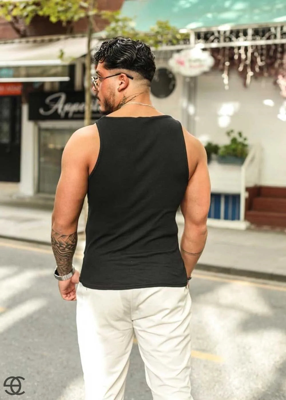 Slimfit Αμάνικο T-Shirt Σε Ριπ Ύφανση - Μαύρο – 2