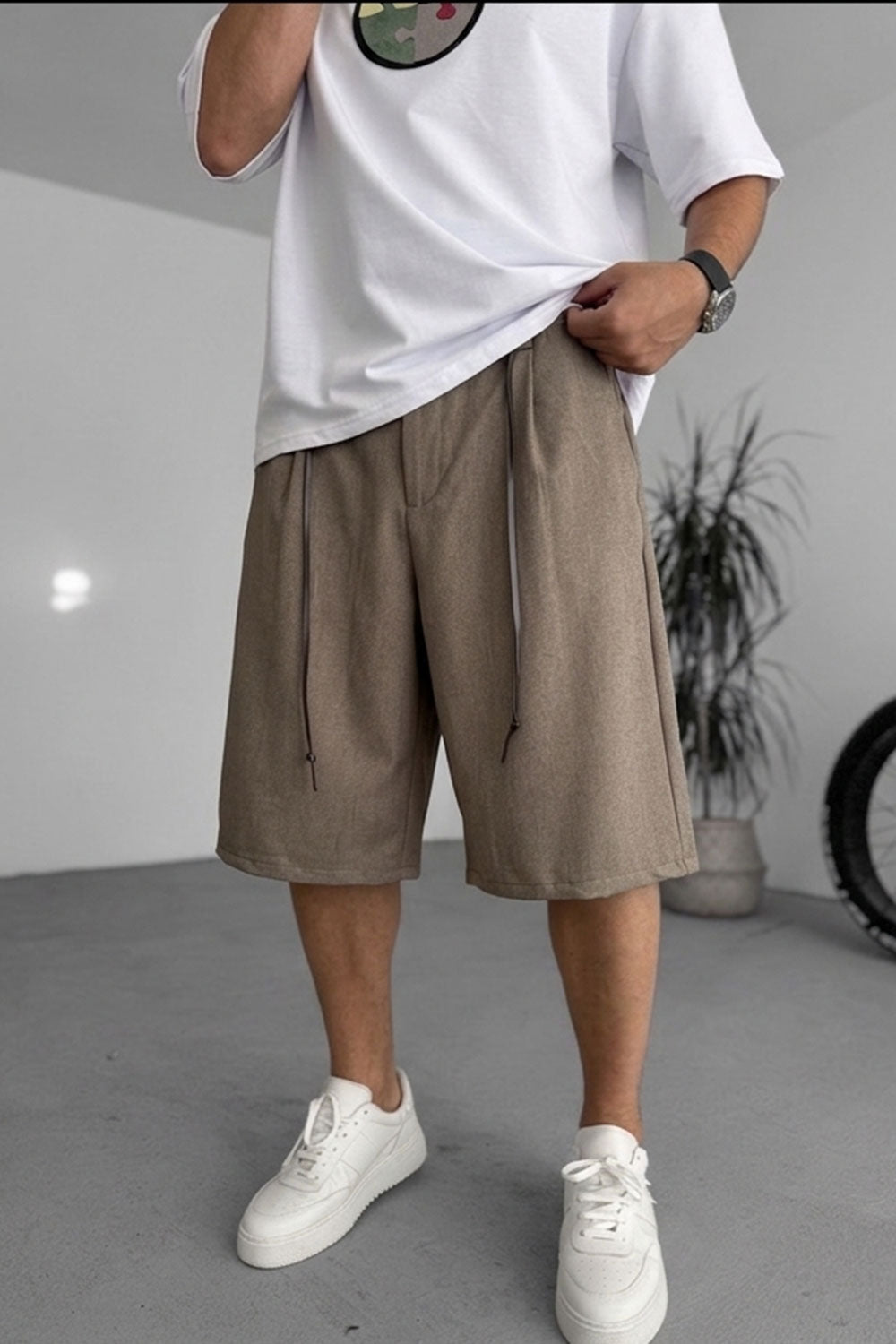 Βερμούδα Baggy Tailored Urban Drawstring Studio – Καφέ