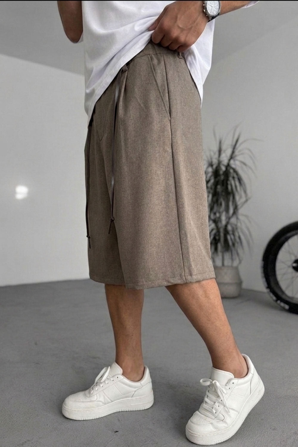 Βερμούδα Baggy Tailored Urban Drawstring Studio – Καφέ