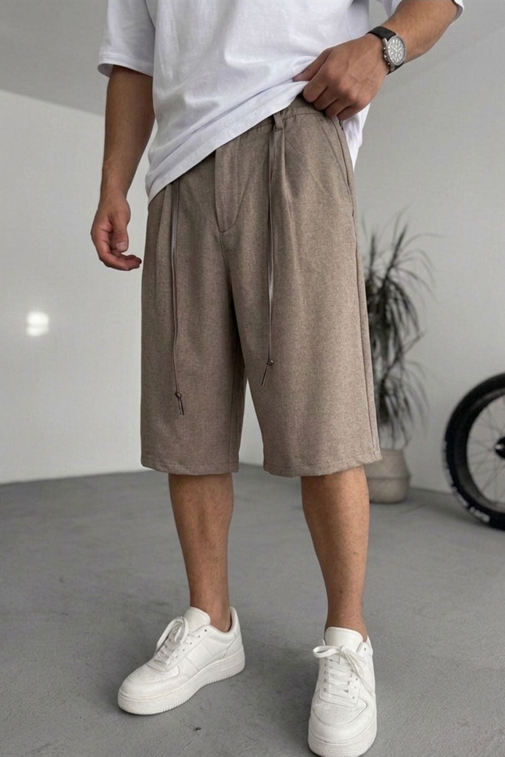 Βερμούδα Baggy Tailored Urban Drawstring Studio – Καφέ