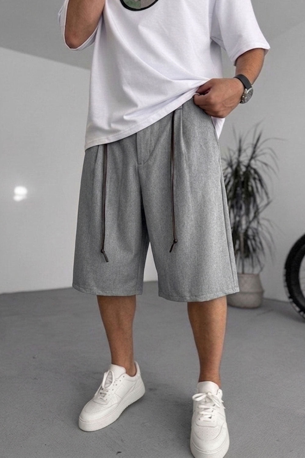 Βερμούδα Baggy Tailored Urban Drawstring Studio – Γκρι