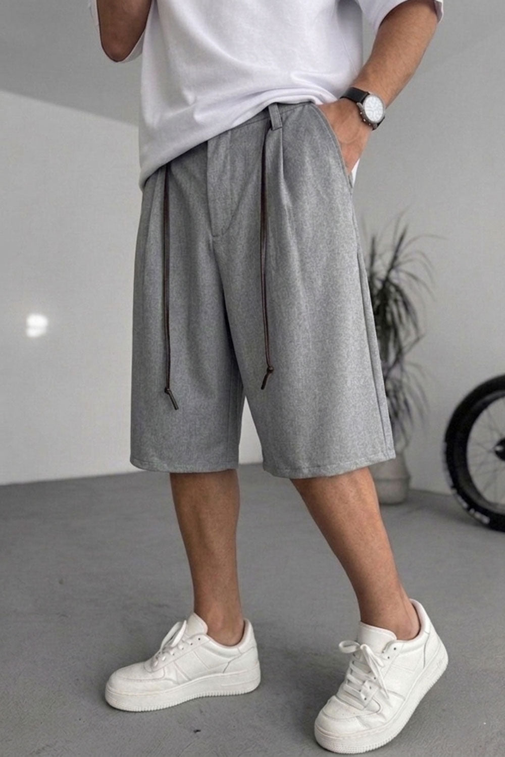 Βερμούδα Baggy Tailored Urban Drawstring Studio – Γκρι
