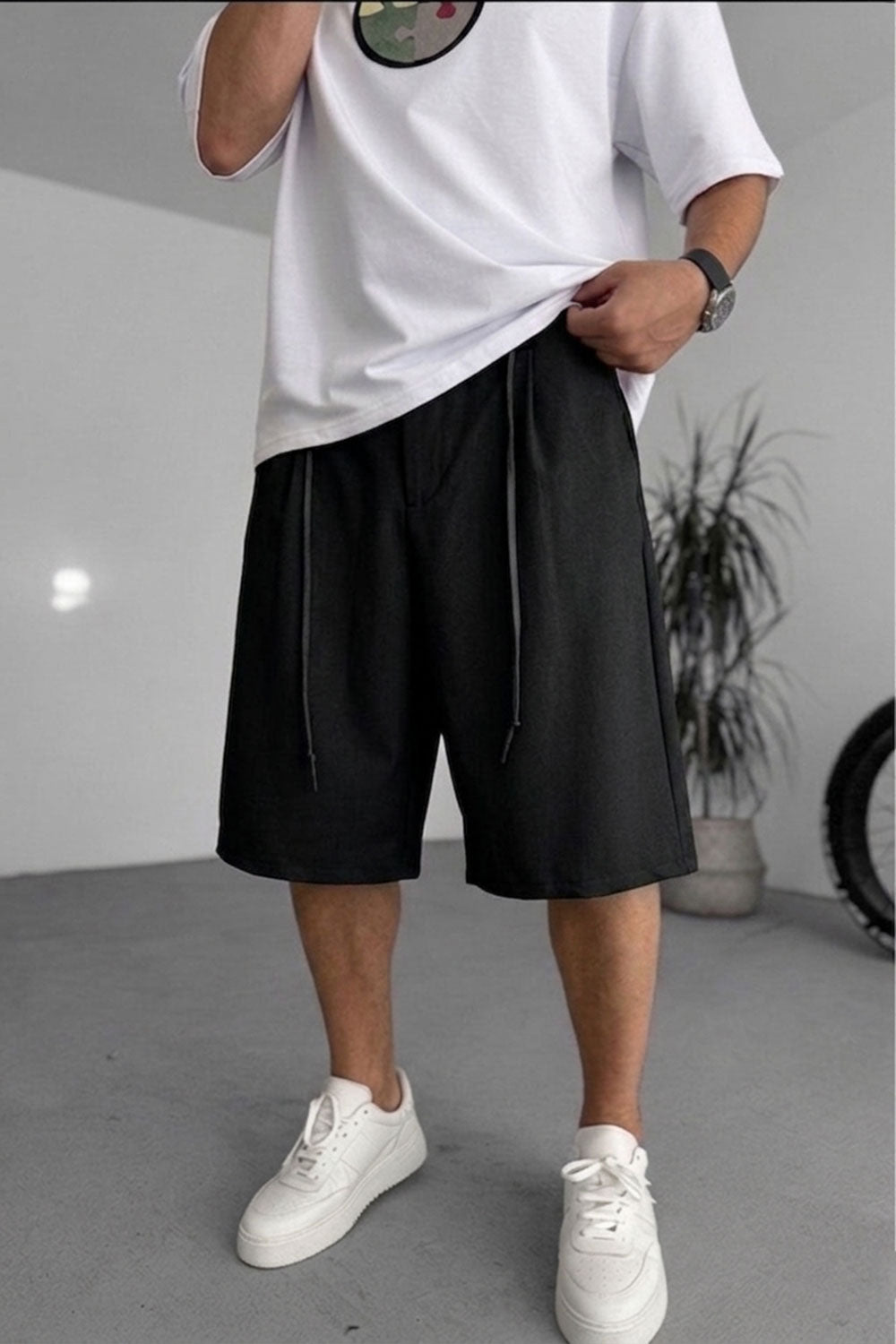 Βερμούδα Baggy Tailored Urban Drawstring Studio – Μαύρο